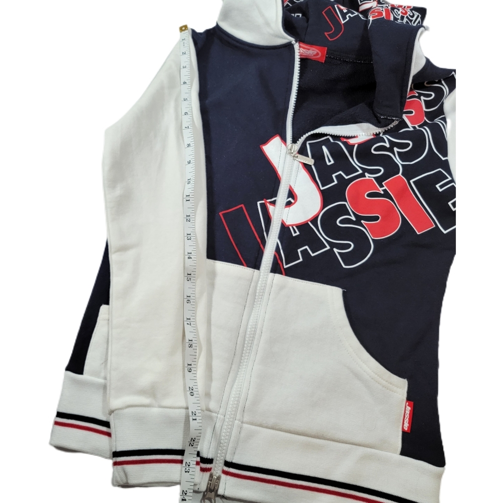 Mens Size Small Jassie Sports Casual Full Zipped Hoodie Sweatshirt. Red White - Picture 6 of 7
